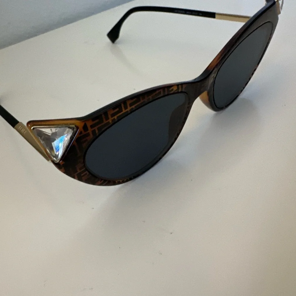 Fendi Brown Cat-Eye Sunglasses with Crystal Accents - Picture 3 of 5